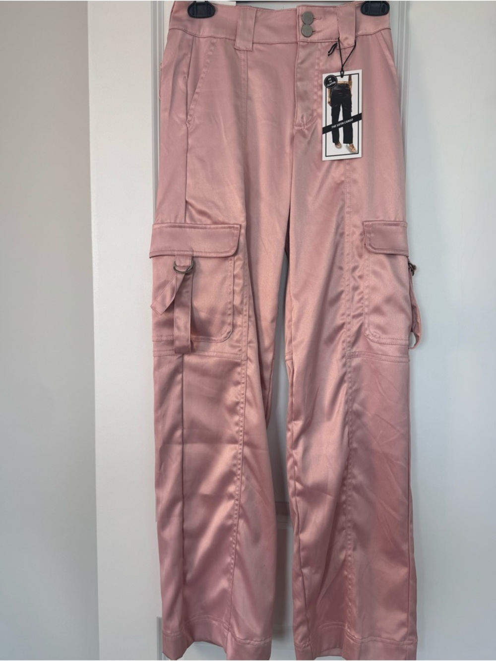 Satin Pink Cargo Pants